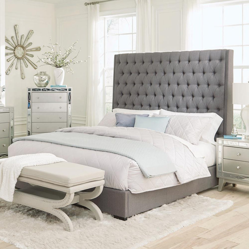 Camille Grey Upholstered King Bed - Urban Living Furniture (Los Angeles, CA)