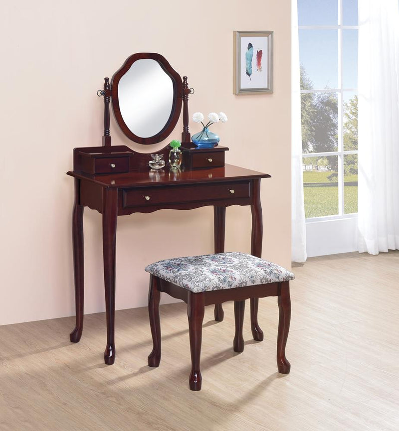 Traditional Brown-Red Vanity Set image