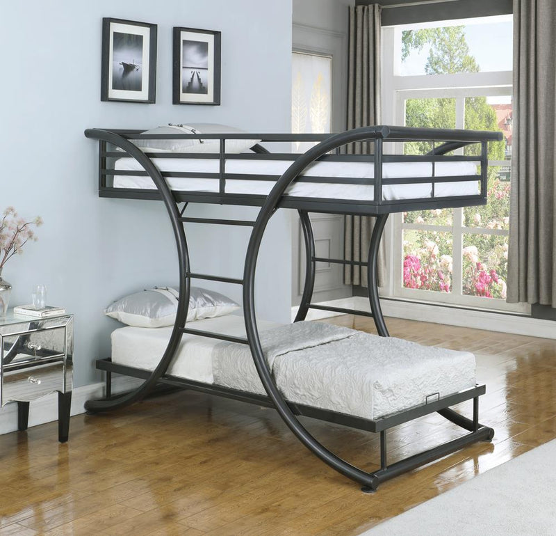 Stephan Contemporary Gunmetal Twin-over-Twin Bunk Bed - Urban Living Furniture (Los Angeles, CA)