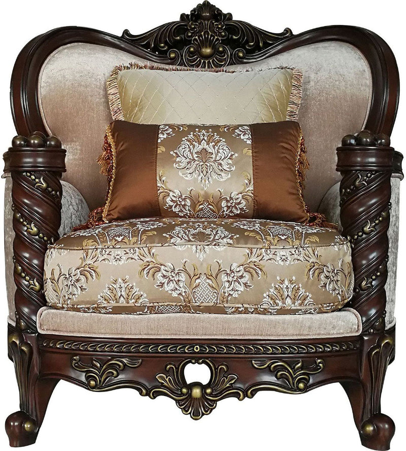 Acme Furniture Devayne Chair with 2 Pillows in Dark Walnut 50687 image