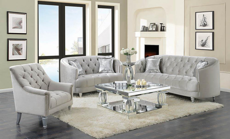 Avonlea Traditional Grey and Chrome Loveseat image