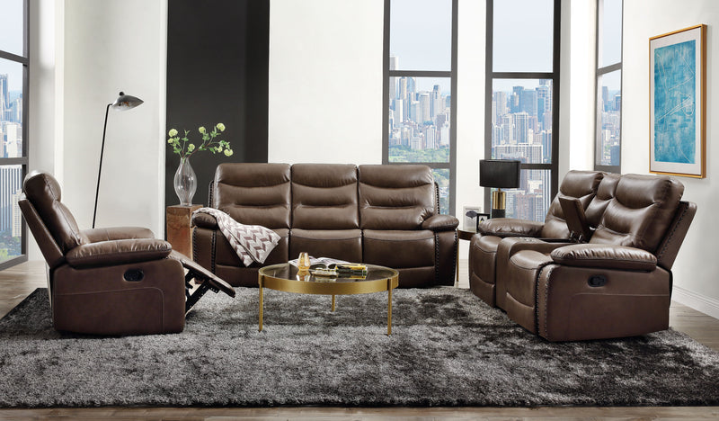 Aashi Brown Leather-Gel Match Sofa (Motion) image