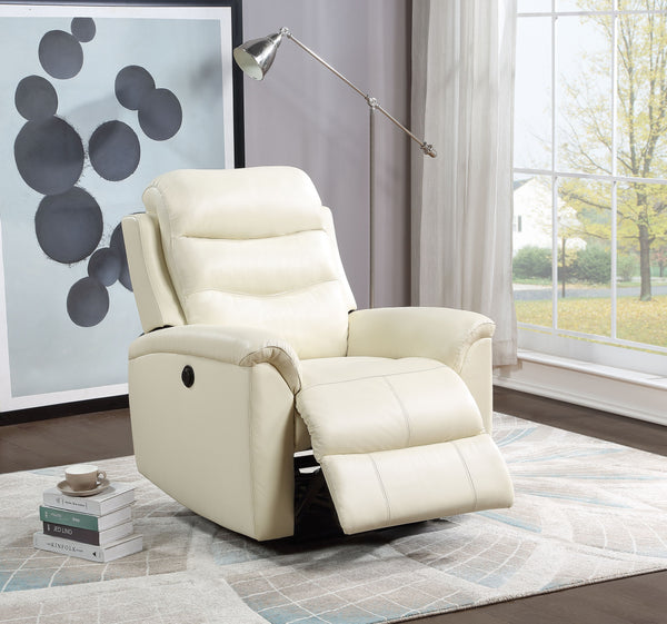 Ava Beige Top Grain Leather Match Recliner (Power Motion) image