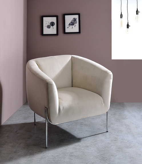 Carlson Beige Velvet & Chrome Accent Chair image