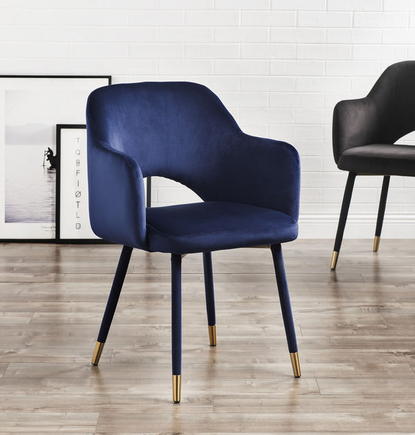 Applewood Ocean Blue Velvet & Gold Accent Chair image