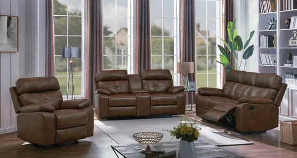 Zimmerman Brown Faux Leather Three-Piece Living Room Set image