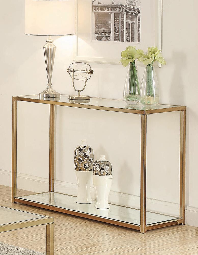 Calantha Modern Chocolate Chrome Sofa Table image