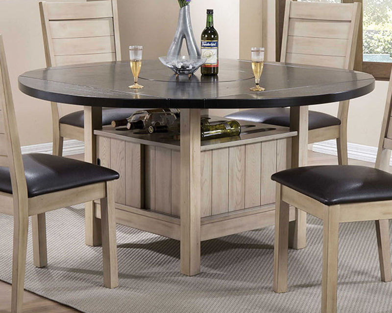 Acme Furniture Ramona Square/Round Dining Table in Dark Walnut And Antique Beige 72005 image