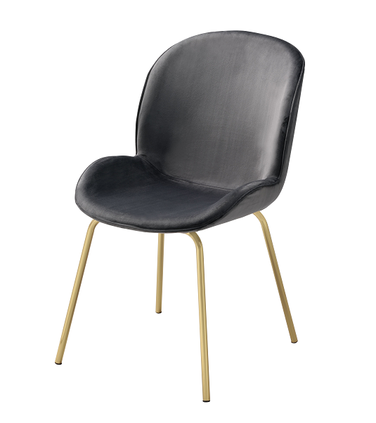 Chuchip Gray Velvet & Gold Side Chair image