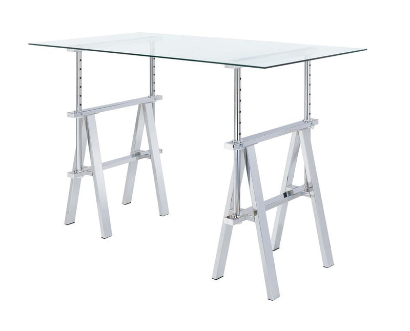 G800900 Casual Silver Glass Top Adjustable Writing Desk - Urban Living Furniture (Los Angeles, CA)