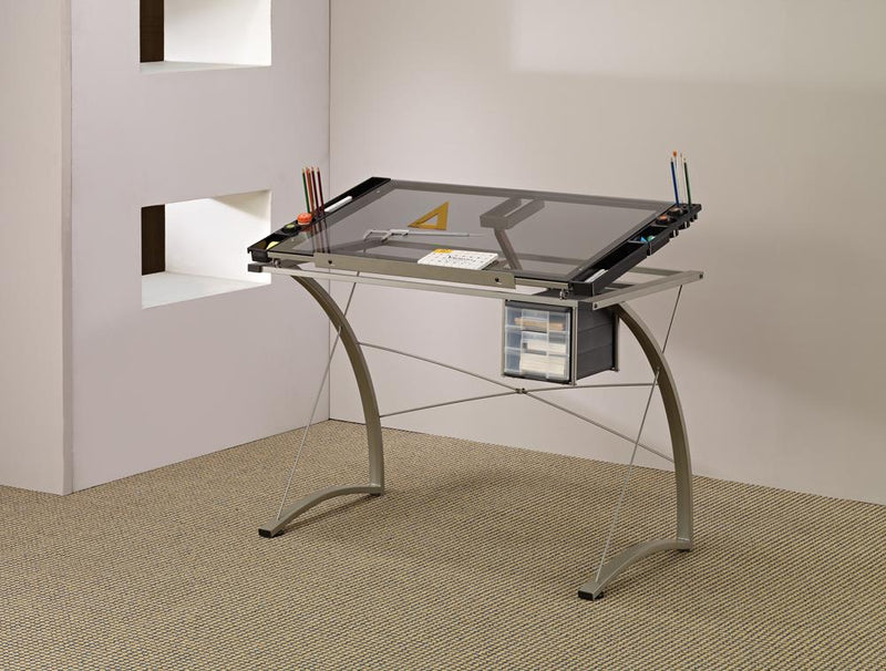 G800986 Contemporary Glass Top Drafting Desk - Urban Living Furniture (Los Angeles, CA)