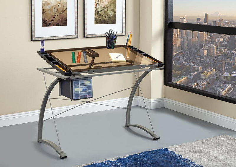 G800986 Contemporary Glass Top Drafting Desk - Urban Living Furniture (Los Angeles, CA)