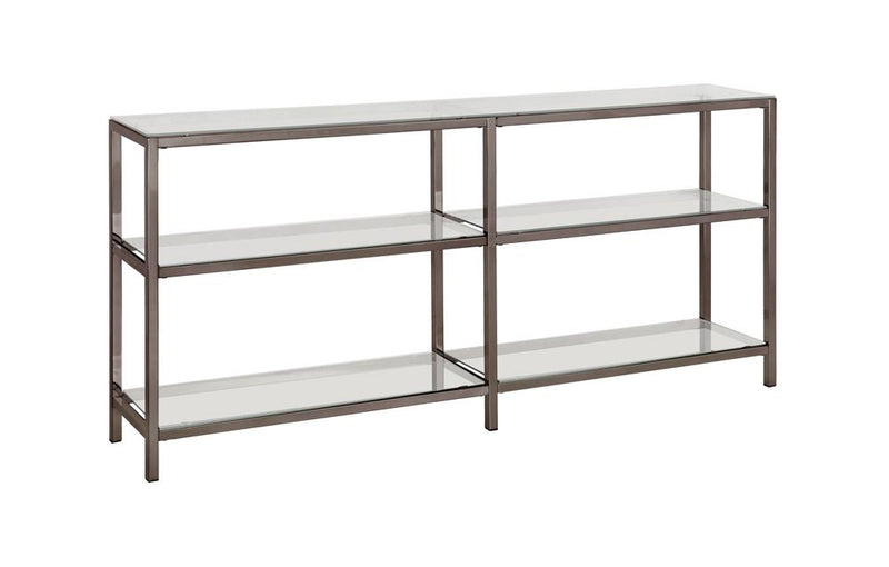 G801018 Contemporary Black Nickel Two-Tier Double Bookcase - Urban Living Furniture (Los Angeles, CA)