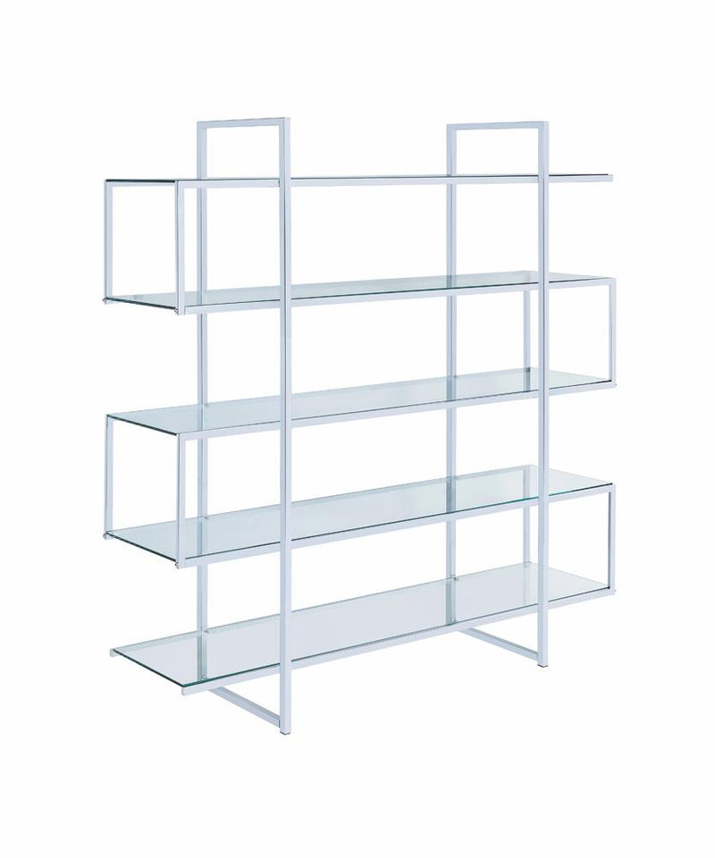 G801304 Contemporary Silver Metal and Glass Bookcase - Urban Living Furniture (Los Angeles, CA)