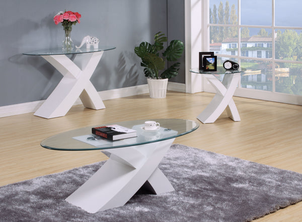 Pervis White & Clear Glass Coffee Table image