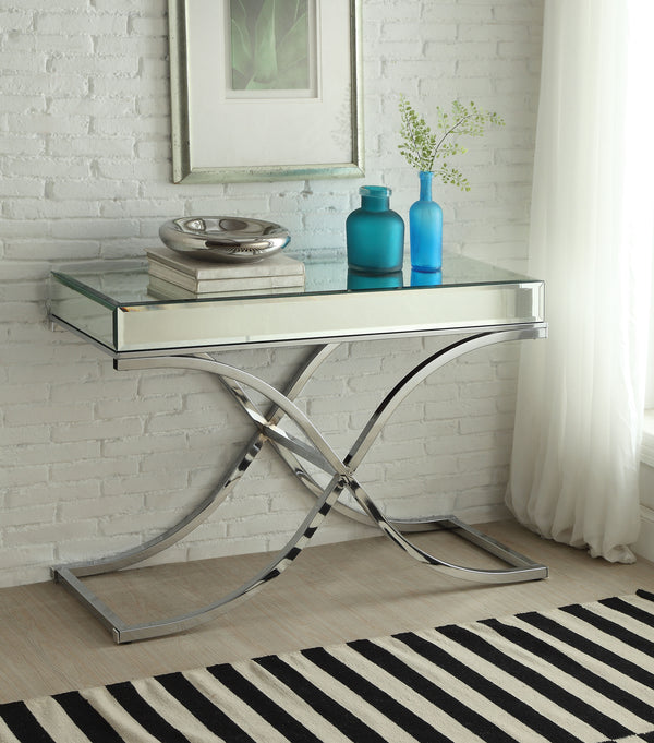 Yuri Mirrored Top & Chrome Sofa Table image