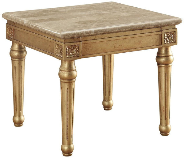 Acme Furniture Daesha End Table in Marble/Antique Gold 81717 image