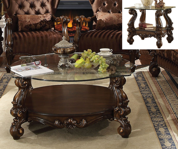 Versailles Cherry Oak & Clear Glass Coffee Table image