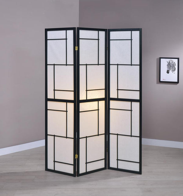 G900102 Contemporary Black Three-Panel Screen image