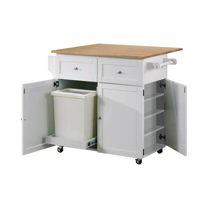 Transitional Natural Brown and White Kitchen Cart - Urban Living Furniture (Los Angeles, CA)