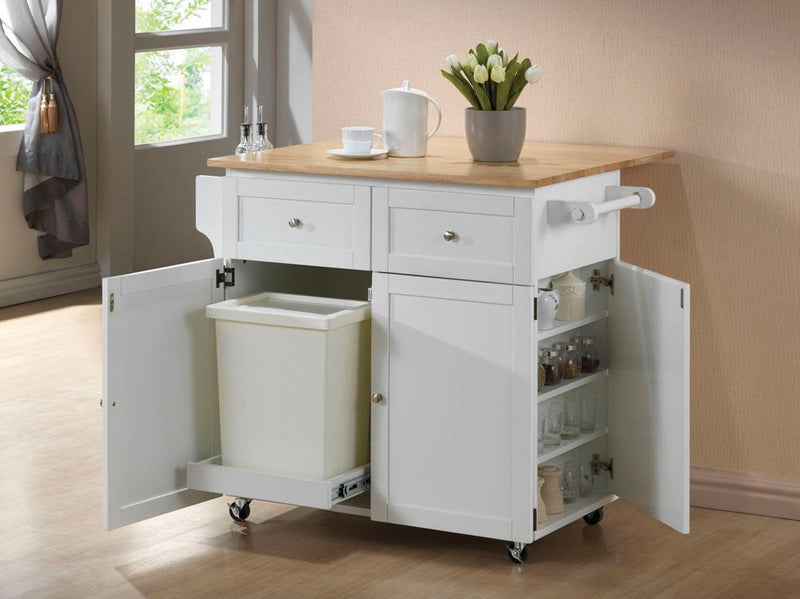 Transitional Natural Brown and White Kitchen Cart - Urban Living Furniture (Los Angeles, CA)