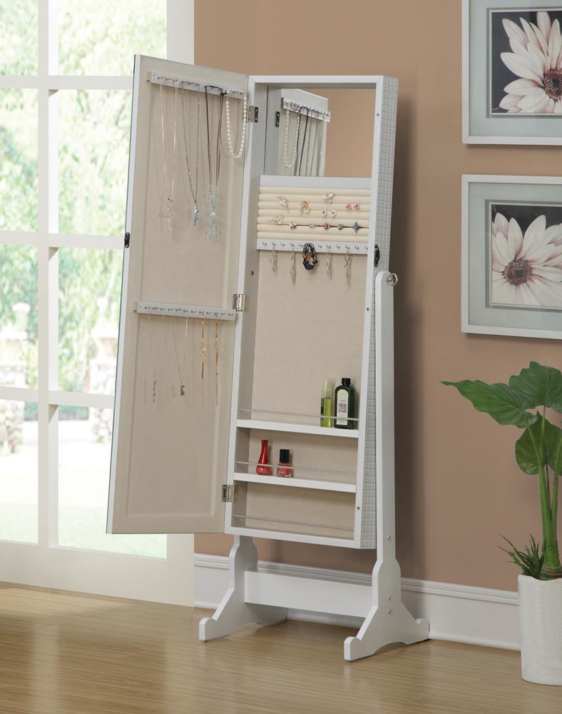 Transitional White Cheval Mirror and Jewelry Armoire - Urban Living Furniture (Los Angeles, CA)