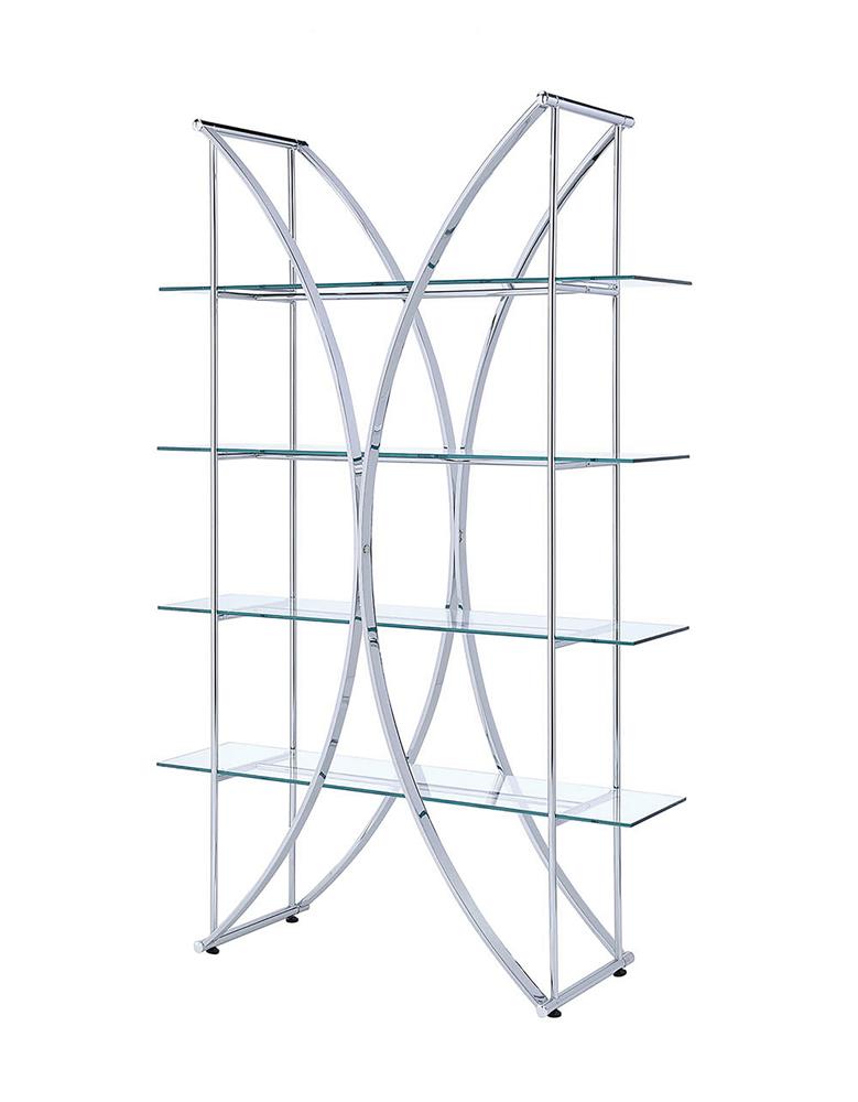G910050 Contemporary Chrome and Glass Bookcase