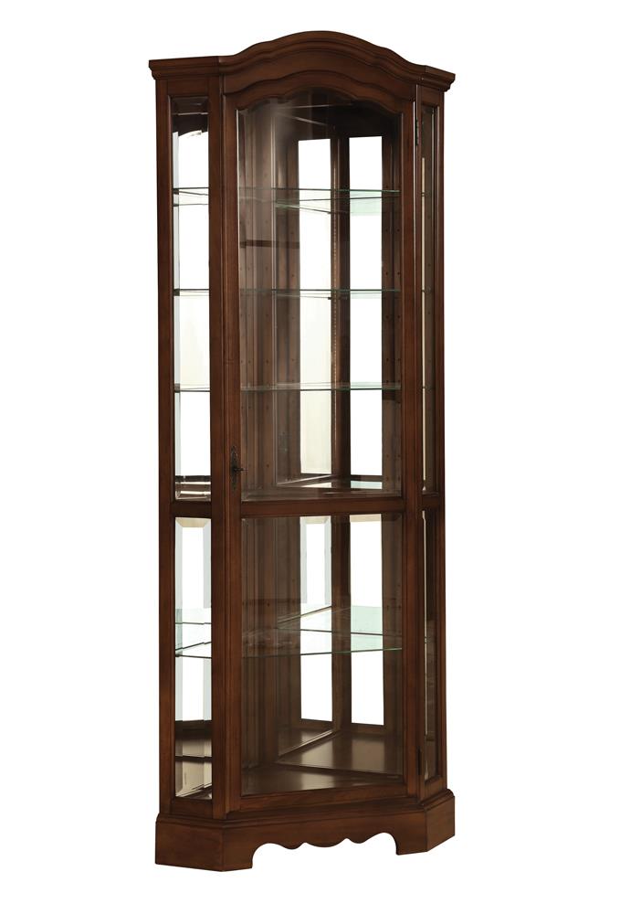 Traditional Rich Brown Corner Curio Cabinet - Urban Living Furniture (Los Angeles, CA)