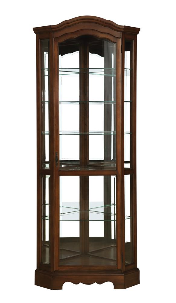 Traditional Rich Brown Corner Curio Cabinet - Urban Living Furniture (Los Angeles, CA)