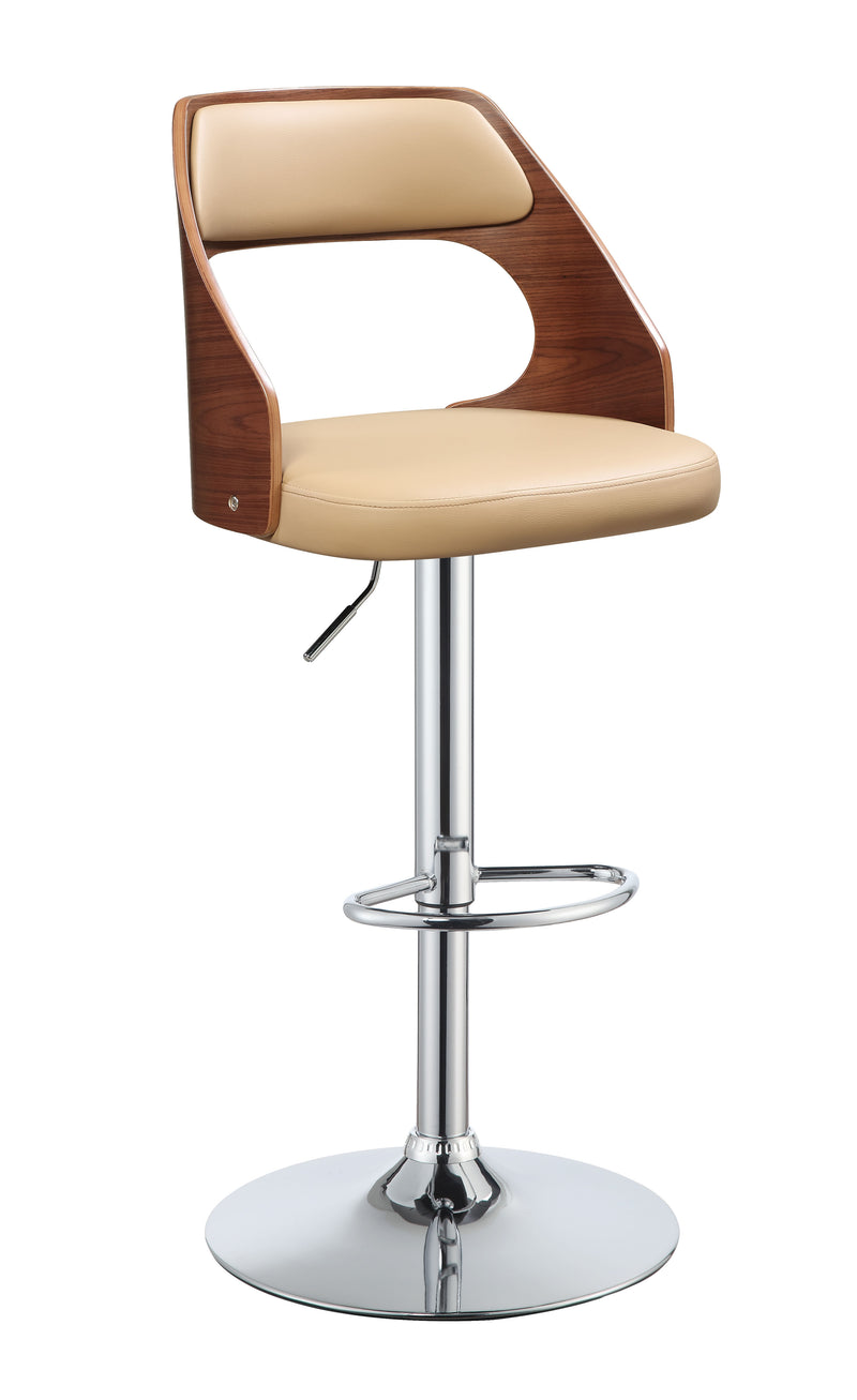 Camila Beige PU & Walnut Adjustable Stool (1Pc) image