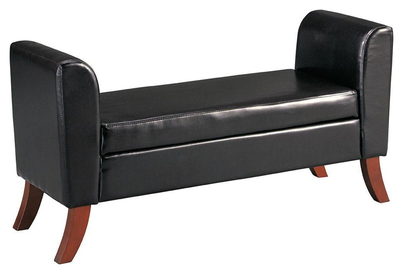 Benches - Upholstered Storage Bench - Curved Legs & Flared Ends image