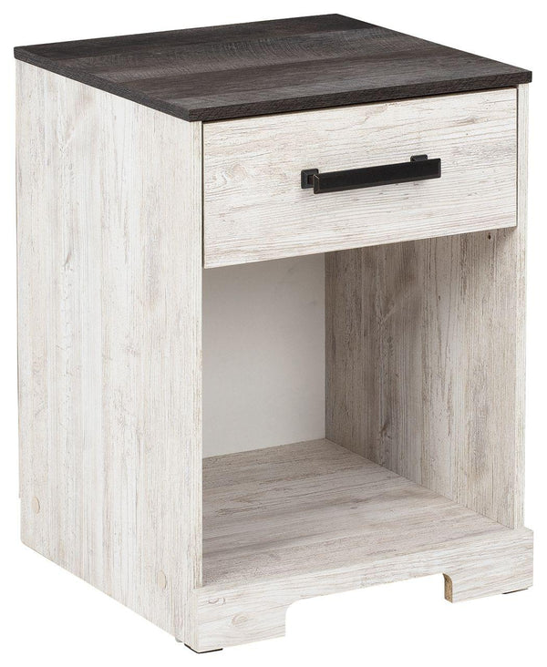 Shawburn - White / Black / Gray - One Drawer Night Stand - Open Cubby image