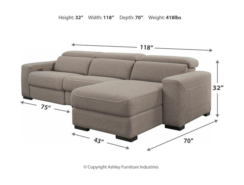 Mabton - 4 Pc. - Left Arm Facing Power Recliner 3 Pc Sectional, Recliner