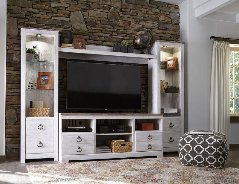Willowton - 4 Pc. - Entertainment Center - 64" Tv Stand With Fireplace Option