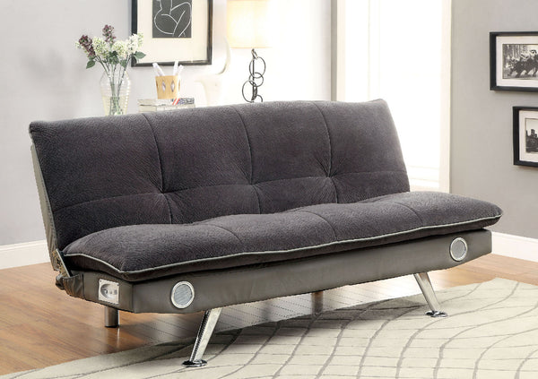 GALLAGHER Gray/Chrome Futon Sofa, Gray image