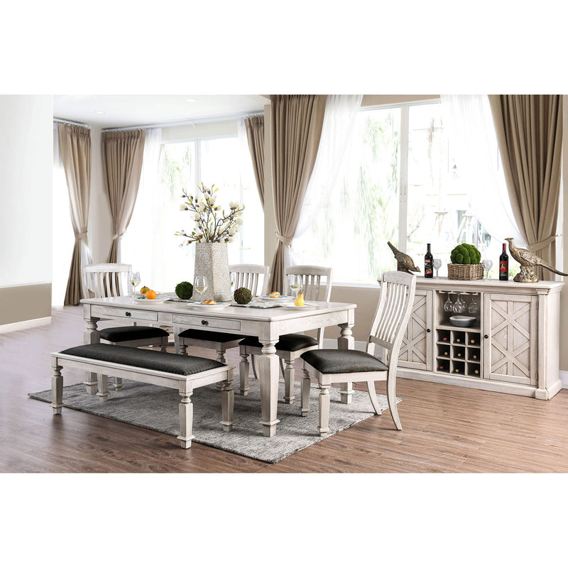 White dining table online bench set