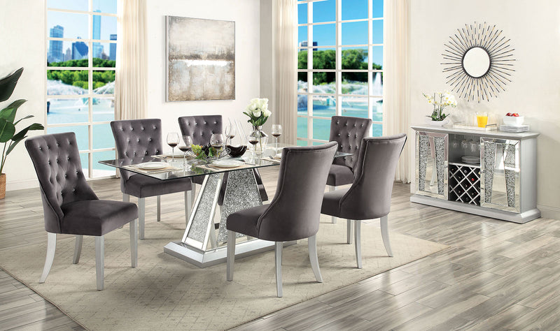 Mirrored glass dining online table set