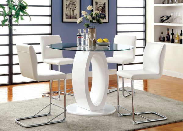 LODIA II White 5 Pc. Round Counter Ht. Dining Table Set image