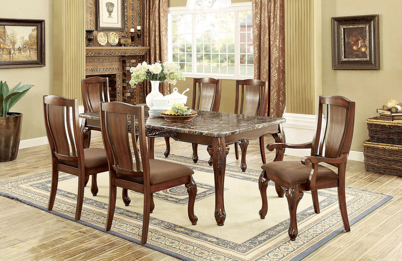 JOHANNESBURG I Brown Cherry, Brown 7 Pc. Dining Table Set (2AC+4SC) image