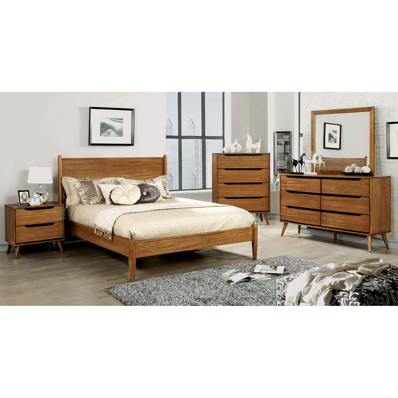 Lennart Oak 5 Pc. Queen Bedroom Set w/ Chest + Oval Mirror image