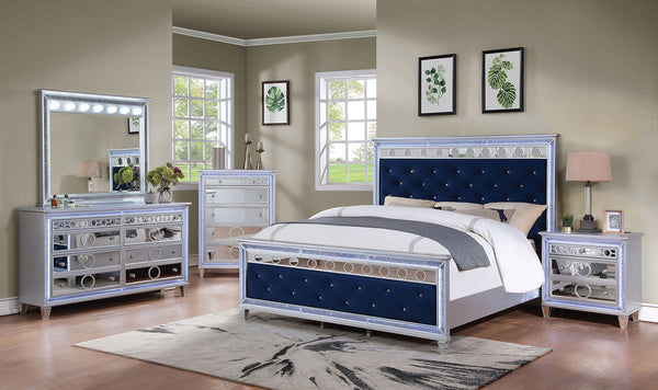 MAIREAD E.King Bed, Silver/Navy image