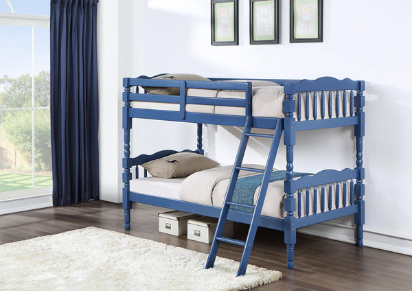 ACME Homestead Twin over Twin Bunk Bed with Ladder - Blue image