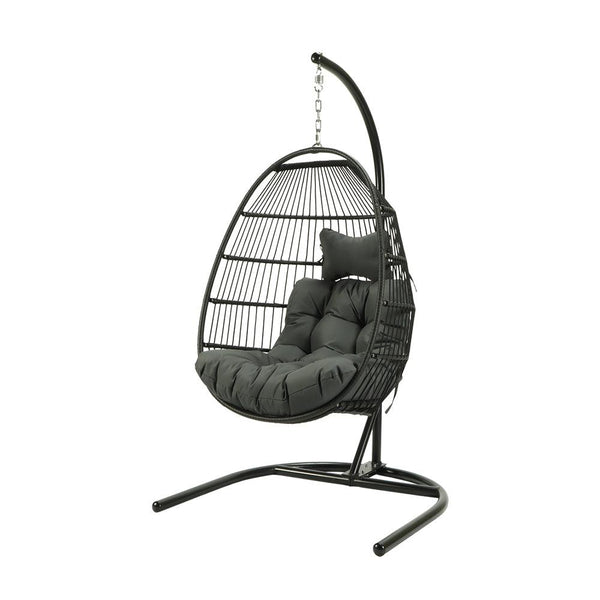Egg Shaped Swing Chair with Gray Cushion image