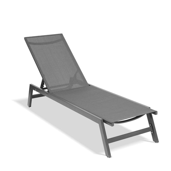Outdoor Chaise Lounge Adjustable Aluminum Recliner Chair - Gray image