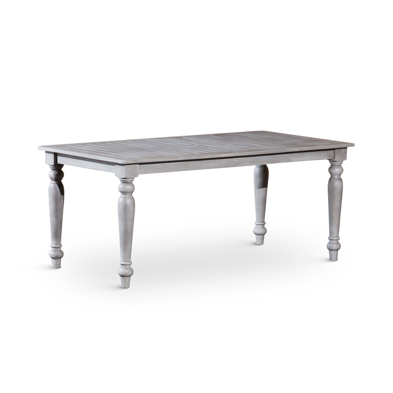 Silver Gray Finish Rectangular Dining Table with Turned Leg Detailing image