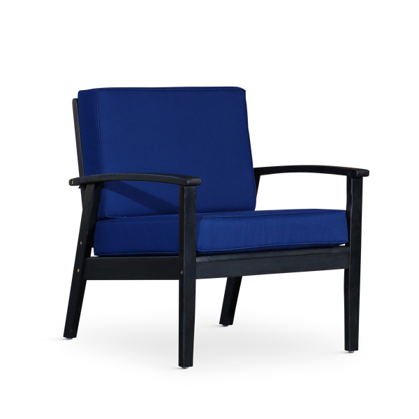 Deep Seat Eucalyptus Chair - Espresso Finish - Navy Cushions image