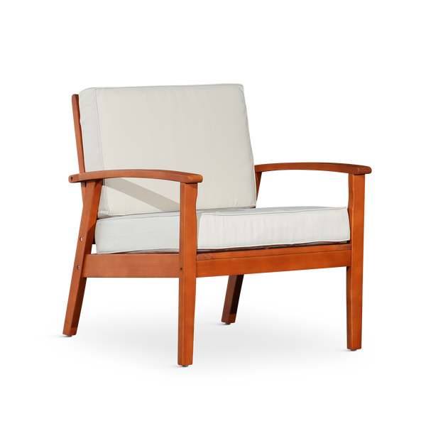 Deep Seat Eucalyptus Chair -  Natural Oil Finish -  Sand Cushions image