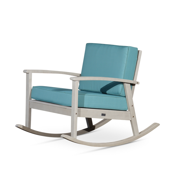 Eucalyptus Rocking Chair with Cushions -  Driftwood Gray Finish -  Sage Cushions image