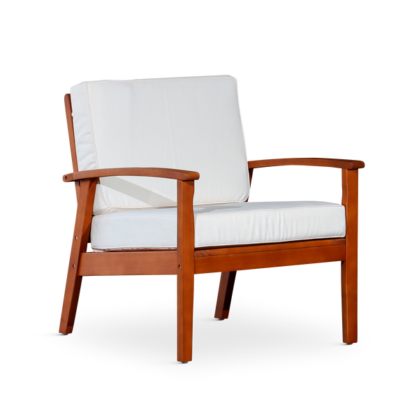 Deep Seat Eucalyptus Chair -  Natural Oil Finish -  Cream Cushions image