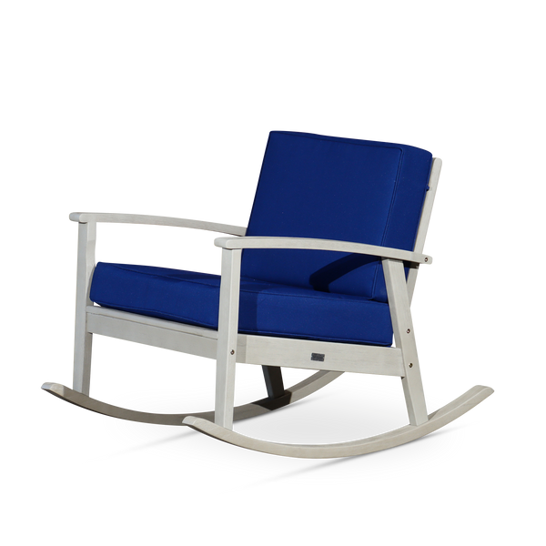 Eucalyptus Rocking Chair with Cushions -  Driftwood Gray Finish -  Navy Cushions image